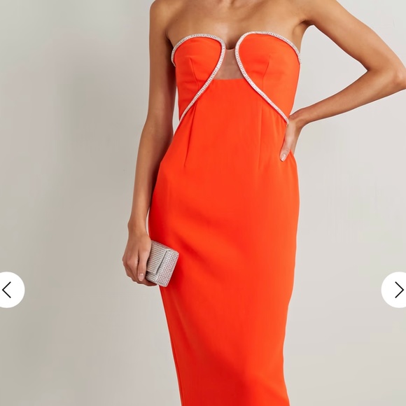 Self-Portrait Dresses & Skirts - Self-Portrait Strapless crystal-embellished crepe midi dress